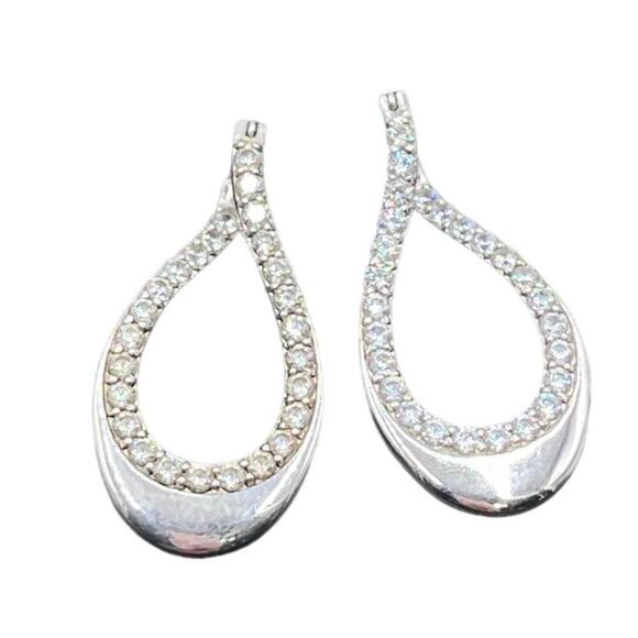 Vintage Designer CZ 925 Sterling Silver Twisted 3D Leverback Dangle  Earrings - Picture 4 of 13